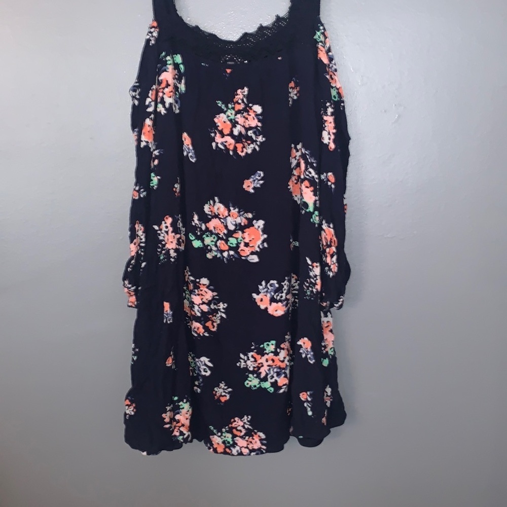 Xhilaration brand long flowing flowery top. A cold off shoulder blouse.